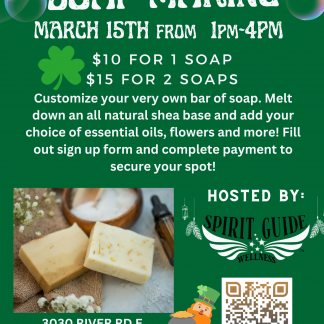 Soap Making Class 3/15 from 1-4pm